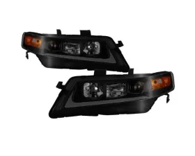 Xtune Black Smoked LED Light Bar Projector Headlights Acura TSX 2004-2008