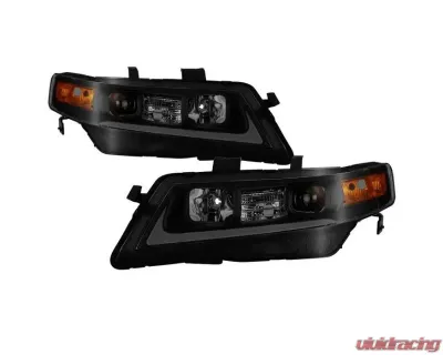 Xtune Black Smoked LED Light Bar Projector Headlights Acura TSX 2004-2008 - PRO-JH-ATSX04-LB-BSM