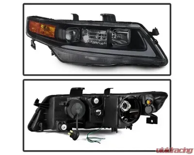 Xtune Black Smoked LED Light Bar Projector Headlights Acura TSX 2004-2008 - PRO-JH-ATSX04-LB-BSM