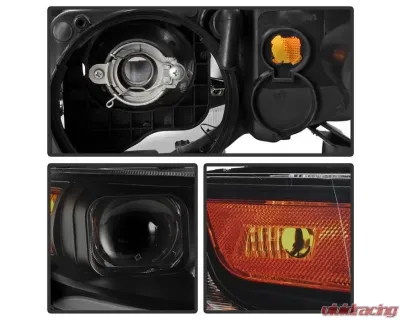 Xtune Black Smoked LED Light Bar Projector Headlights Acura TSX 2004-2008 - PRO-JH-ATSX04-LB-BSM