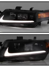 Xtune Black Smoked LED Light Bar Projector Headlights Acura TSX 2004-2008                                     - PRO-JH-ATSX04-LB-BSM - Image 9