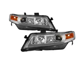 Xtune Chrome LED Light Bar Projector Headlights Acura TSX 2004-2008