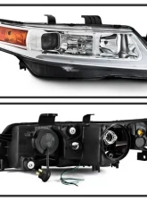 Xtune Chrome LED Light Bar Projector Headlights Acura TSX 2004-2008                                     - PRO-JH-ATSX04-LB-C - Image 2