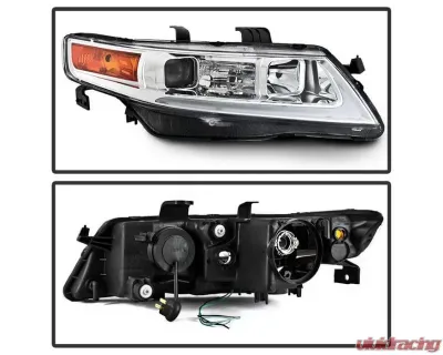 Xtune Chrome LED Light Bar Projector Headlights Acura TSX 2004-2008 - PRO-JH-ATSX04-LB-C