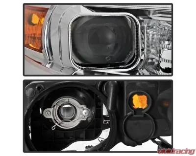 Xtune Chrome LED Light Bar Projector Headlights Acura TSX 2004-2008 - PRO-JH-ATSX04-LB-C