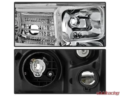 Xtune Chrome LED Light Bar Projector Headlights Acura TSX 2004-2008 - PRO-JH-ATSX04-LB-C