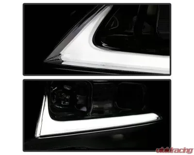 Xtune Chrome LED Light Bar Projector Headlights Acura TSX 2004-2008 - PRO-JH-ATSX04-LB-C