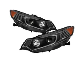 Xtune Black Light Bar DRL Projector Headlights Acura TSX 2009-2014