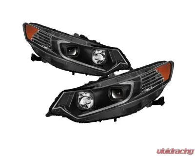 Xtune Black Light Bar DRL Projector Headlights Acura TSX 2009-2014 - PRO-JH-ATSX09-LB-BK