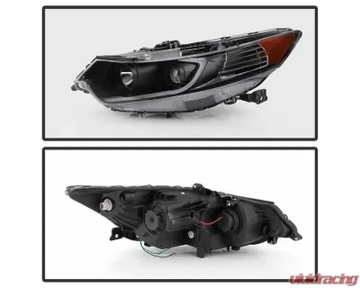 Xtune Black Light Bar DRL Projector Headlights Acura TSX 2009-2014 - PRO-JH-ATSX09-LB-BK