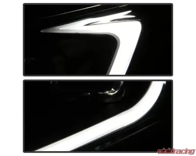 Xtune Black Light Bar DRL Projector Headlights Acura TSX 2009-2014 - PRO-JH-ATSX09-LB-BK