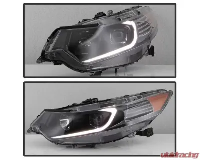 Xtune Black Light Bar DRL Projector Headlights Acura TSX 2009-2014 - PRO-JH-ATSX09-LB-BK
