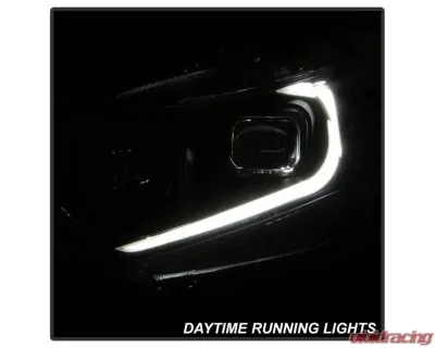 Xtune Black Light Bar DRL Projector Headlights Acura TSX 2009-2014 - PRO-JH-ATSX09-LB-BK