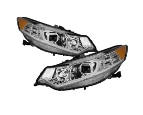 Xtune Chrome Light Bar DRL Projector Headlights Acura TSX 2009-2014