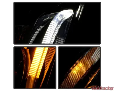 Xtune Black LED Switch Back Projector Headlights Cadillac CTS 2008-2014 - PRO-JH-CACTS08-LED-BK