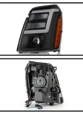 Xtune Black DRL LED Light Bar Projector Headlights Cadillac Escalade 2007-2014                                     - PRO-JH-CAES07-LB-BK - Image 2