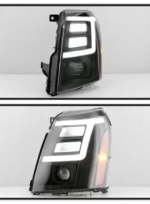 Xtune Black DRL LED Light Bar Projector Headlights Cadillac Escalade 2007-2014                                     - PRO-JH-CAES07-LB-BK - Image 7