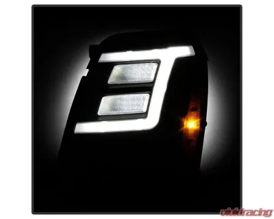 Xtune Black DRL LED Light Bar Projector Headlights Cadillac Escalade 2007-2014 - PRO-JH-CAES07-LB-BK