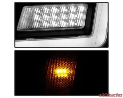 Xtune Black DRL LED Light Bar Projector Headlights Cadillac Escalade 2007-2014 - PRO-JH-CAES07-LB-BK