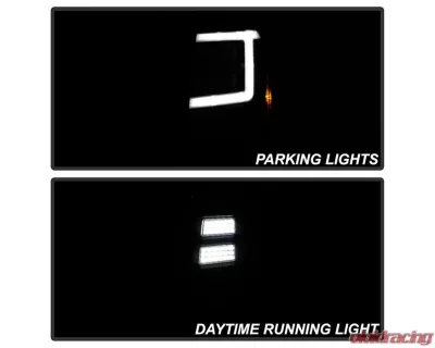 Xtune Black DRL LED Light Bar Projector Headlights Cadillac Escalade 2007-2014 - PRO-JH-CAES07-LB-BK