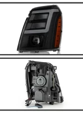 Xtune Black Smoked DRL LED Light Bar Projector Headlights Cadillac Escalade 2007-2014                                     - PRO-JH-CAES07-LB-BSM - Image 2
