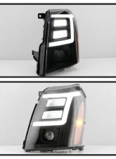 Xtune Black Smoked DRL LED Light Bar Projector Headlights Cadillac Escalade 2007-2014                                     - PRO-JH-CAES07-LB-BSM - Image 7