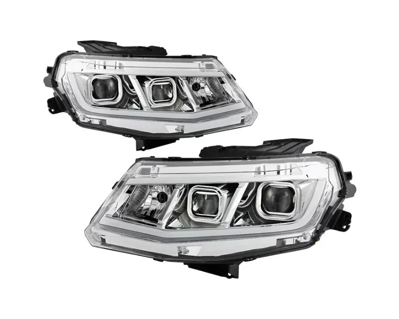 Xtune Chrome Projector Headlights With Light Tube DRL Chevrolet Camaro 2016-2018 - PRO-JH-CCAM16-LB-C
