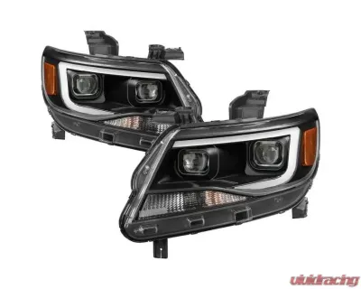 Xtune Black Light Bar DRL Projector Headlights Chevrolet Colorado 2015-2019 - PRO-JH-CCO15-LBDRL-BK