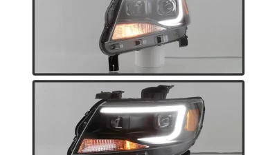 Xtune Black Light Bar DRL Projector Headlights Chevrolet Colorado 2015-2019                                     - PRO-JH-CCO15-LBDRL-BK - Image 9
