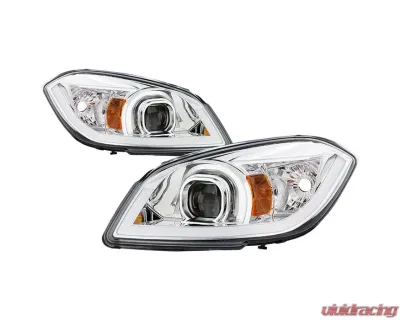 Xtune Chrome Light Bar DRL Projector Headlights Chevrolet Cobalt | Pontiac G5 | Pursuit 2005-2010 - PRO-JH-CCOB05-LBBRL-C