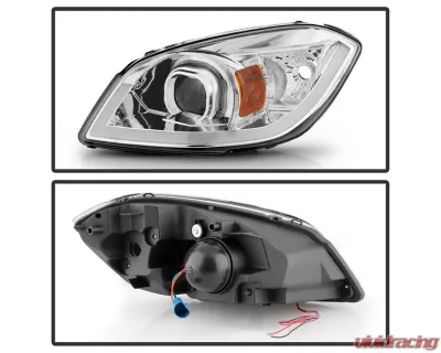 Xtune Chrome Light Bar DRL Projector Headlights Chevrolet Cobalt | Pontiac G5 | Pursuit 2005-2010 - PRO-JH-CCOB05-LBBRL-C