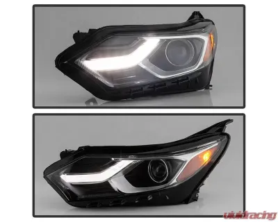 Xtune Left Driver Side Black Factory Style Projector Headlight with LED DRL Chevrolet Equinox 2018-2019 - PRO-JH-CEQ18-OE-L