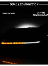 Xtune Black Smoked LED DRL Light Bar Projector Headlights Chevrolet Impala 2014-2019                                     - PRO-JH-CIM15-LB-BSM - Image 7