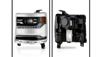 Xtune Chrome Factory Style Projector LED Headlights with LED DRL Chevrolet Silverado 1500 2016-2018                                     - PRO-JH-CS17-FLED-OE-C - Image 2