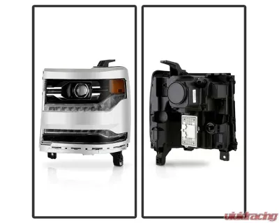 Xtune Chrome Factory Style Projector LED Headlights with LED DRL Chevrolet Silverado 1500 2016-2018 - PRO-JH-CS17-FLED-OE-C