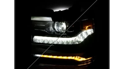 Xtune Chrome Factory Style Projector LED Headlights with LED DRL Chevrolet Silverado 1500 2016-2018                                     - PRO-JH-CS17-FLED-OE-C - Image 7