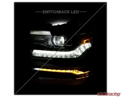 Xtune Chrome Factory Style Projector LED Headlights with LED DRL Chevrolet Silverado 1500 2016-2018 - PRO-JH-CS17-FLED-OE-C