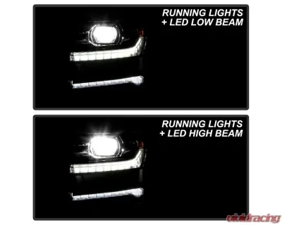 Xtune Chrome Factory Style Projector LED Headlights with LED DRL Chevrolet Silverado 1500 2016-2018 - PRO-JH-CS17-FLED-OE-C