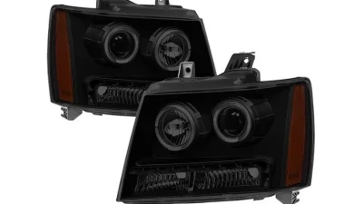 Xtune Black Smoked Halo Projector w/ LED Headlights Chevrolet Avalanche | Suburban | Tahoe 2007-2014                                     - PRO-JH-CSUB07-LED-BSM - Image 9