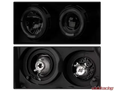 Xtune Black Smoked Halo Projector w/ LED Headlights Chevrolet Avalanche | Suburban | Tahoe 2007-2014 - PRO-JH-CSUB07-LED-BSM
