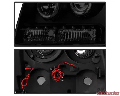 Xtune Black Smoked Halo Projector w/ LED Headlights Chevrolet Avalanche | Suburban | Tahoe 2007-2014 - PRO-JH-CSUB07-LED-BSM