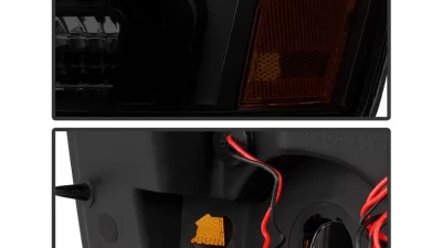 Xtune Black Smoked Halo Projector w/ LED Headlights Chevrolet Avalanche | Suburban | Tahoe 2007-2014                                     - PRO-JH-CSUB07-LED-BSM - Image 5