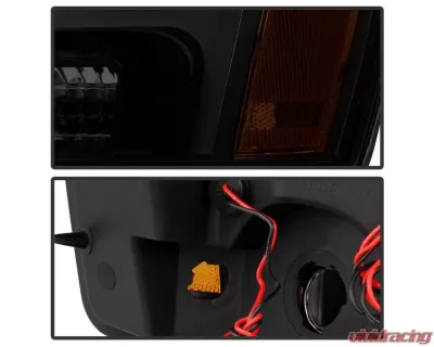 Xtune Black Smoked Halo Projector w/ LED Headlights Chevrolet Avalanche | Suburban | Tahoe 2007-2014 - PRO-JH-CSUB07-LED-BSM