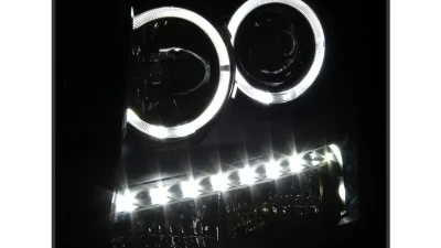 Xtune Black Smoked Halo Projector w/ LED Headlights Chevrolet Avalanche | Suburban | Tahoe 2007-2014                                     - PRO-JH-CSUB07-LED-BSM - Image 8