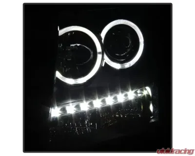 Xtune Black Smoked Halo Projector w/ LED Headlights Chevrolet Avalanche | Suburban | Tahoe 2007-2014 - PRO-JH-CSUB07-LED-BSM