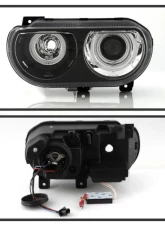 Xtune Black CCFL Halo Projector Headlights Halogen Model Only Dodge Challenger 2008-2014                                     - PRO-JH-DCHAL08-HA-BK - Image 2