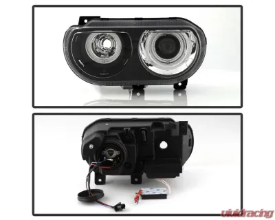 Xtune Black CCFL Halo Projector Headlights Halogen Model Only Dodge Challenger 2008-2014 - PRO-JH-DCHAL08-HA-BK