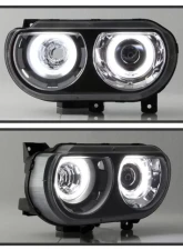 Xtune Black CCFL Halo Projector Headlights Halogen Model Only Dodge Challenger 2008-2014                                     - PRO-JH-DCHAL08-HA-BK - Image 7