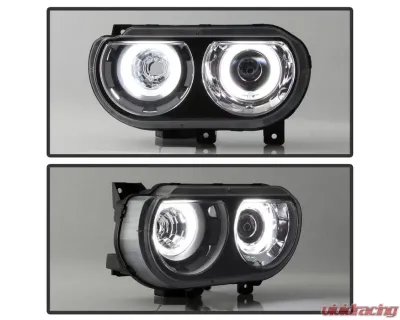 Xtune Black CCFL Halo Projector Headlights Halogen Model Only Dodge Challenger 2008-2014 - PRO-JH-DCHAL08-HA-BK