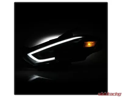 Xtune Black DRL Light Bar Projector Headlights HID Models Only Dodge Dart 2013-2016 - PRO-JH-DDART13-HID-LB-BK